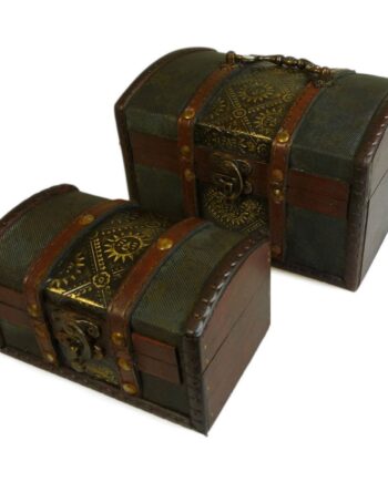 Set of 2 Colonial Keepsake Boxes - Metal Embossed