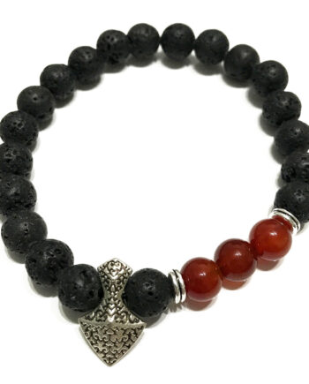 Lava stone Bracelet - Axe Head Carnelian