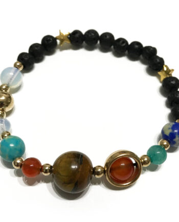 Lava Stone Bracelet - Gold Solar System