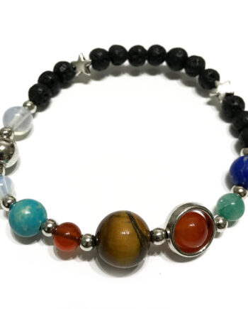 Lava Stone Bracelet - Silver Solar System