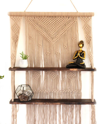 Macrame Hanging Shelves - Cream/Brown