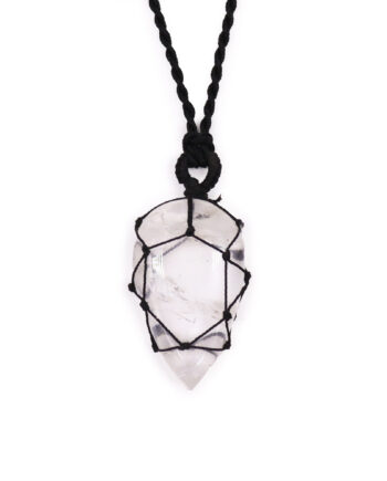 Laced Gemstone Teardrop Pendant - Rock Quartz