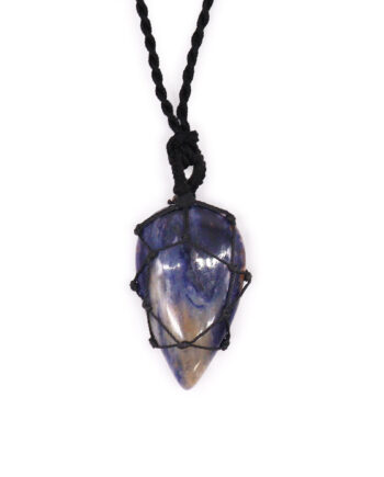 Laced Gemstone Teardrop Pendant - Sodalite