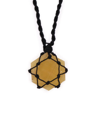 Laced Gemstone Hexagon Pendant - Yellow Quartz