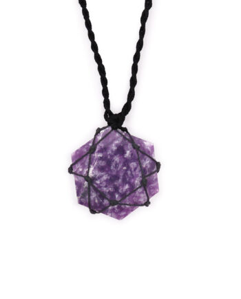 Laced Gemstone Hexagon Pendant - Lepidolite