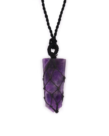 Laced Gemstone Flat Point Pendant - Amethyst