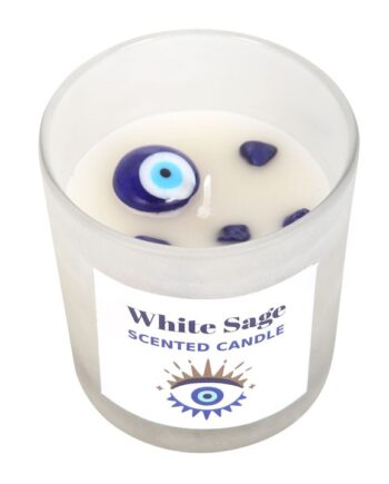Crystal Chip Candle - All Seeing Eye White Sage Protection
