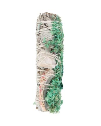 6in Ritual Wand Smudge Stick with White Sage, Abalone and Quartz