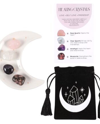 Love Healing Crystal Set with Moon Trinket Dish
