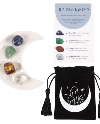 Success Healing Crystal Set with Moon Trinket Dish