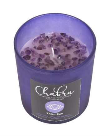 Chakra Crystal Chip Candle - Third Eye Chakra Lavender