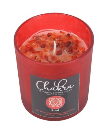 Chakra Crystal Chip Candle - Root Chakra Strawberry
