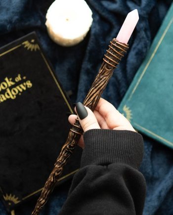 Thin Romance Rose Quartz Crystal Wand