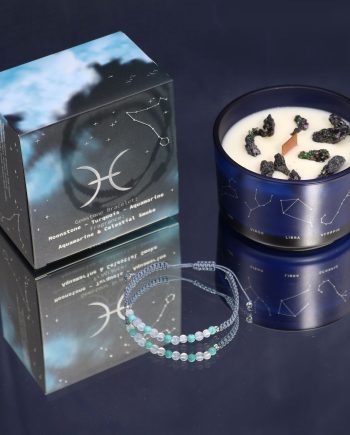 Zodiac Crystal Candle with Gemstone Bracelet - Pisces