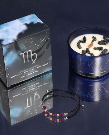 Zodiac Crystal Candle with Gemstone Bracelet - Virgo