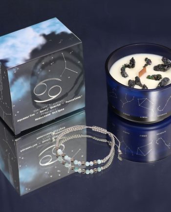 Zodiac Crystal Candle with Gemstone Bracelet - Cancer