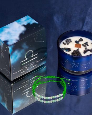 Zodiac Crystal Candle with Gemstone Bracelet - Libra