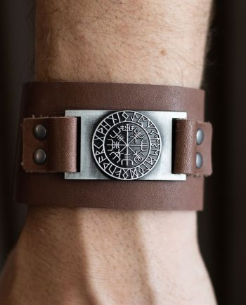 Viking Compass Leather Cuff Bracelet