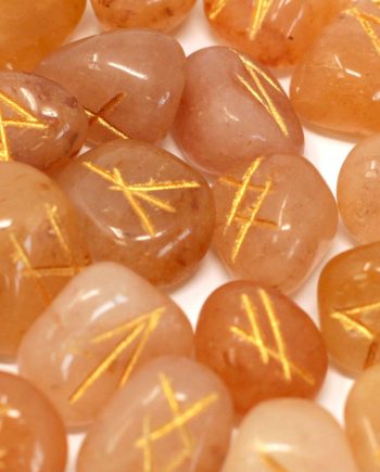 Runes Stone Set in Pouch- Yellow Aventurine