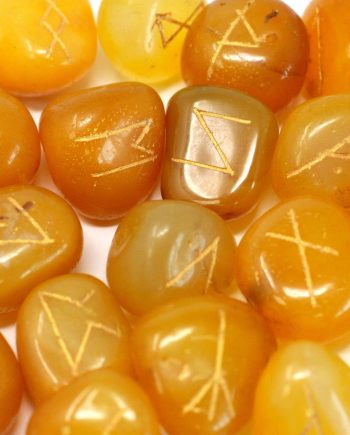 Runes Stone Set in Pouch- Yellow Onyx