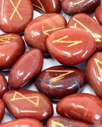 Runes Stone Set in Pouch - Red Jasper