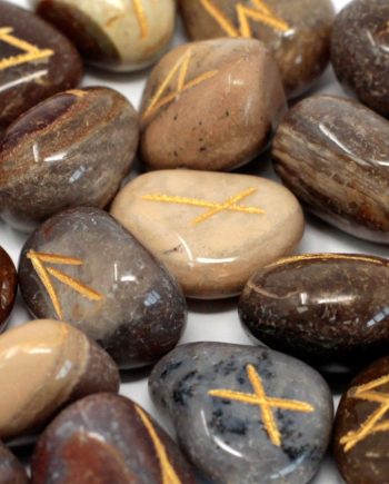 Runes Stone Set in Pouch - Fancy Jasper