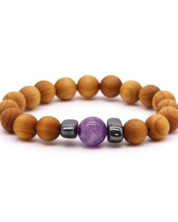 Cedarwood Third Eye Chakra Bangle with Amethyst