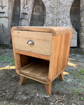 Rounded Reclaimed Wood Bedside Table