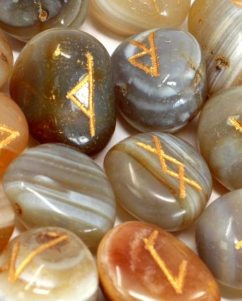 Runes Stone Set in Pouch - Banded Agate