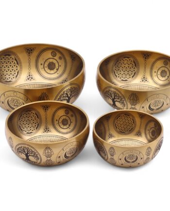 Pure Brass Etched Buddha - Set of 4 - Approx 3.85kg