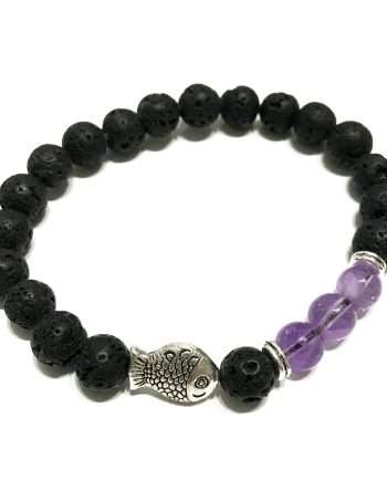 Lava Stone Bracelet - Fish Amethyst