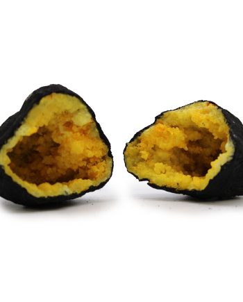 Coloured Calsite Geodes - Black Rock - Yellow