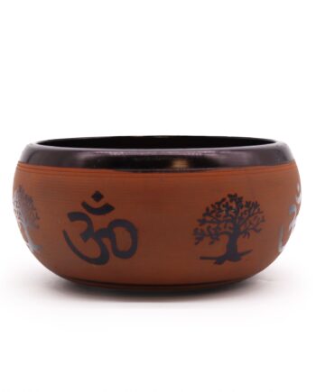 Earth Powder Singing Bowl - Clay Om  Buddha - 16cm
