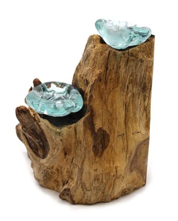 Molton Glass Candle Double Holder on Wood