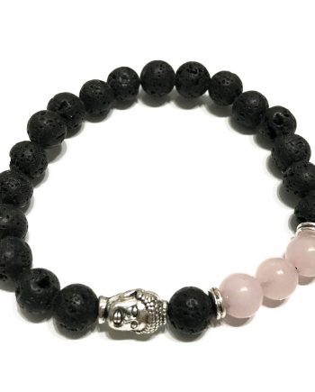 Lava Stone Bracelet - Buddha Rose Quartz