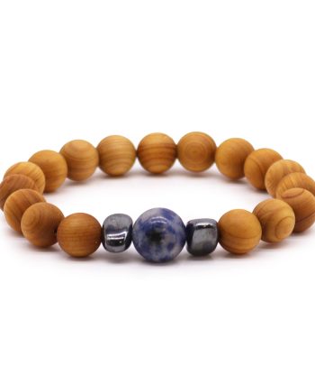 Cedarwood Throat Chakra Bangle with Sodalite