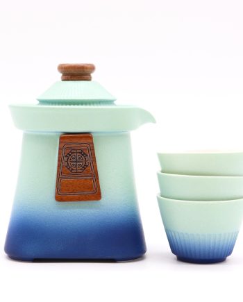 Temple Teapot Set & Three Cups - Blue Heaven