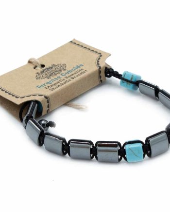 Magnetic Hematite Shamballa Bracelet - Turqoise Cuboids