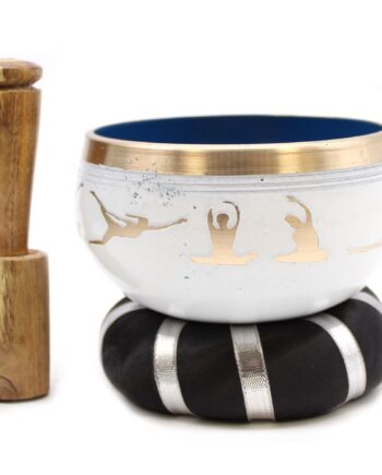 Yoga Moves Singing Bowl Set- White/Blue 10.7cm