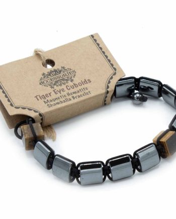 Magnetic Hematite Shamballa Bracelet -  Tiger Eye Cuboids