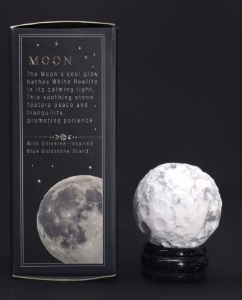 White Howlite Planet on a Sola Goldstone Stand (MOON)