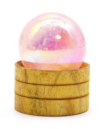 Gemstone Sphere 40mm - Rose Quartz Titanium Aura with Stand