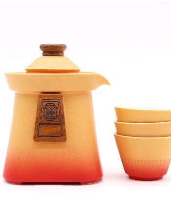 Temple Teapot Set & Three Cups - Orange Earth