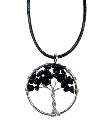 Tree of Life Pendant - Black Agate