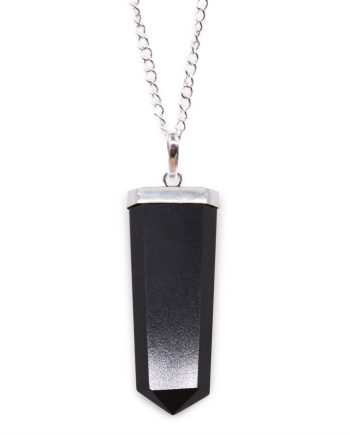 Gemstone Flat Pencil Pendant - Black Agate