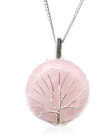 Tree of Life Gemstone Necklace - Rose Quartz