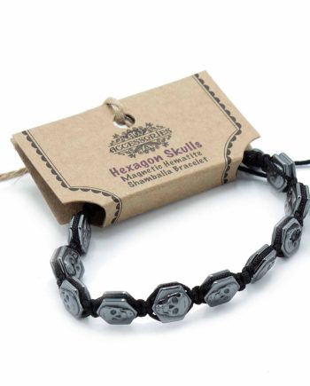 Magnetic Hematite Shamballa Bracelet -  Hexagon Skulls