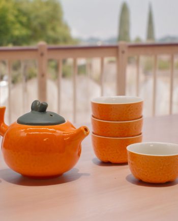 Herbal Orange Teapot Set - Pot & Four Cups