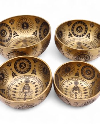 Pure Brass Etched Yogi - Set of 4 - Approx 3.85kg