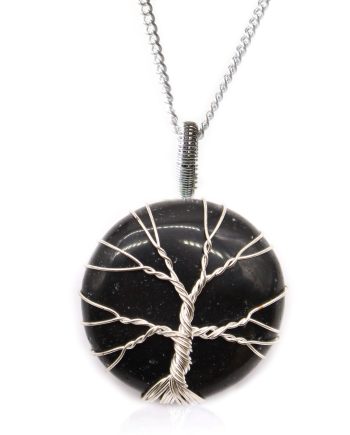 Tree of Life Gemstone Necklace - Black Onyx